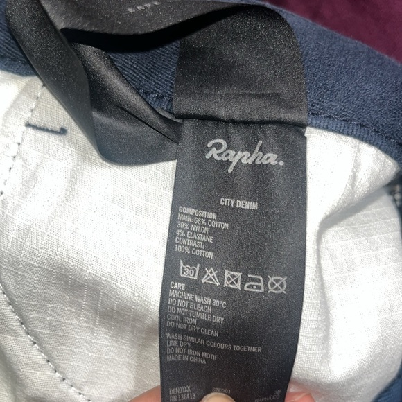 Rapha City Denim Stretch Trousers Cycling Reflective Logo Blue 32 X 30 - Picture 11 of 11